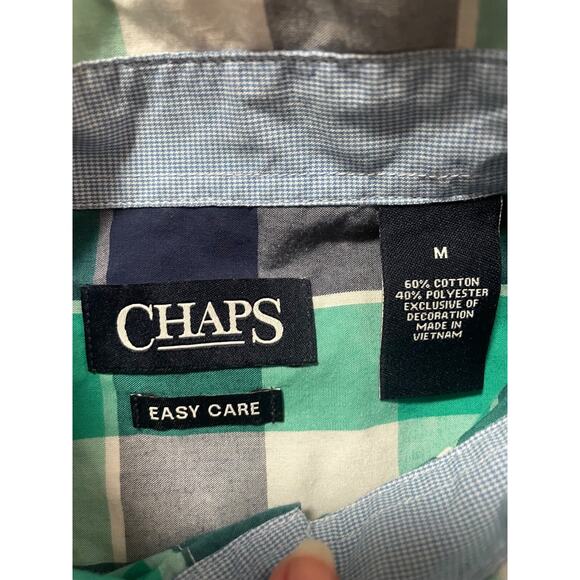 Chaps Shirt Mens Medium Easy Care Casual Button Down Short Sleeve Lot of 2 - Picture 5 of 11